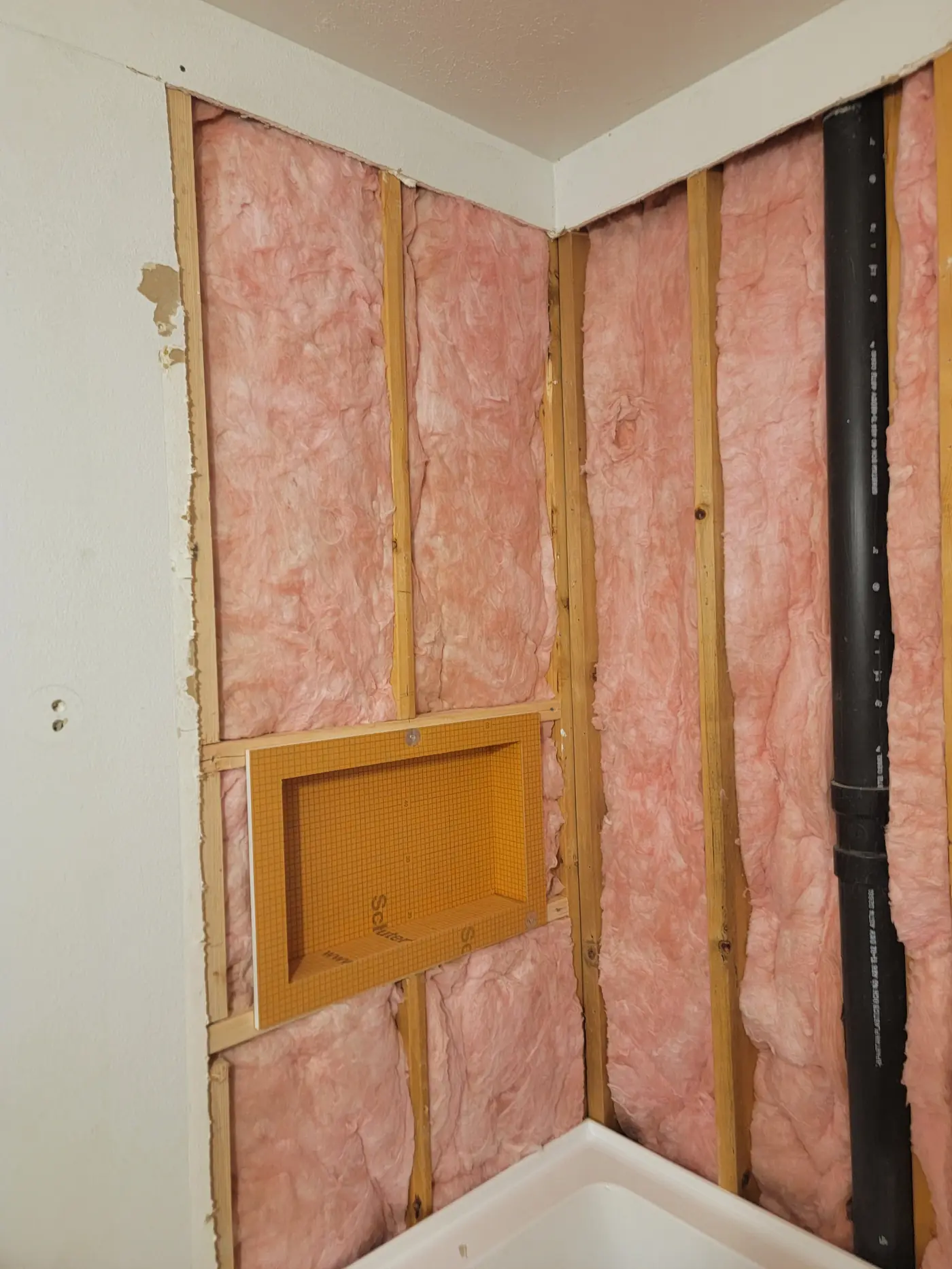 New batts in the exterior wall