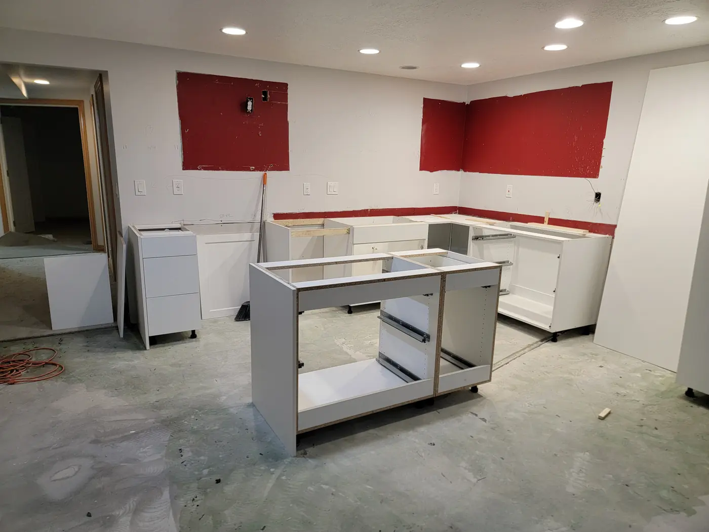 Island frame in, so the counters could be measured off it