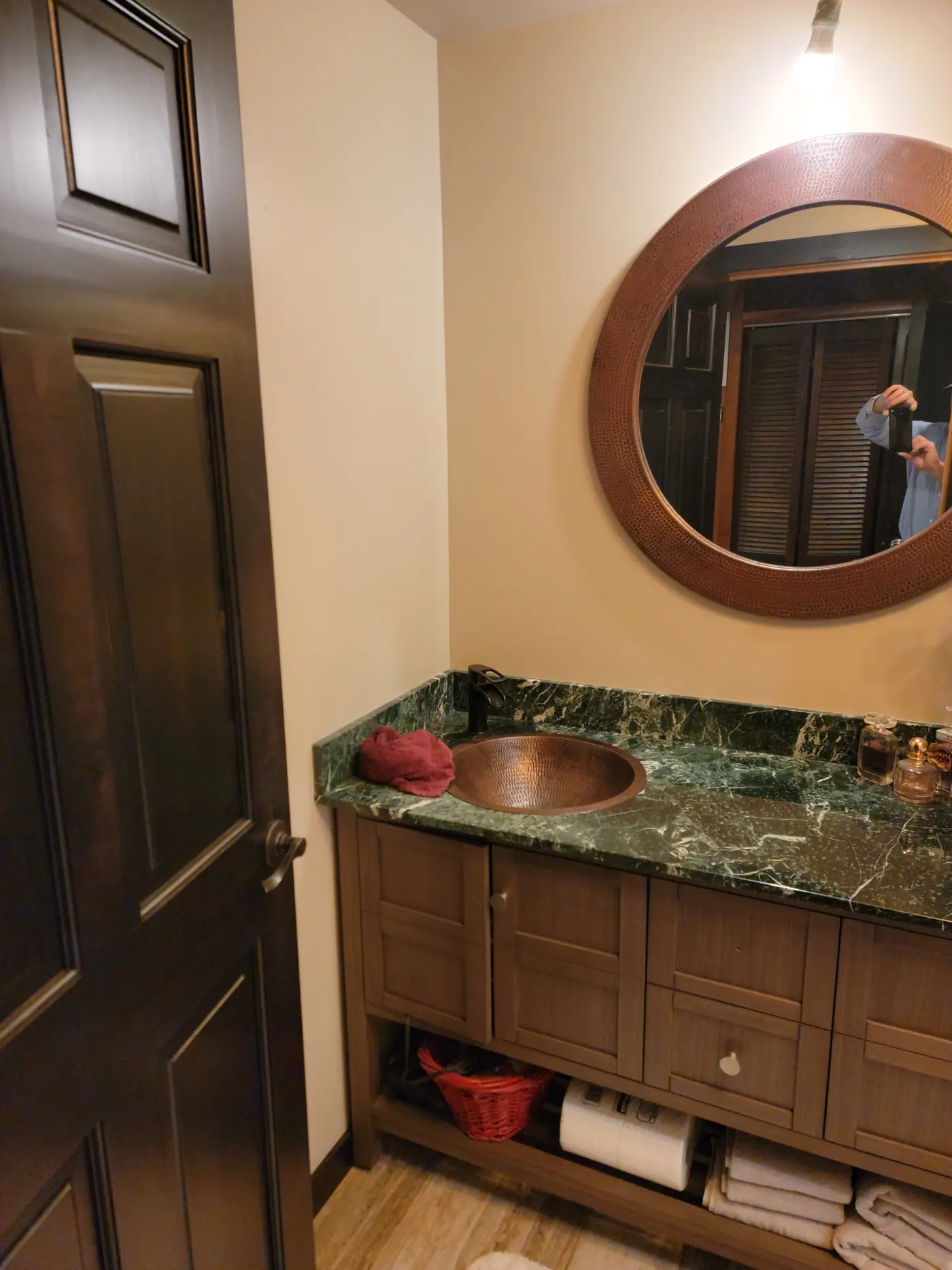 After — the vanity and copper basin